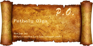 Pethely Olga névjegykártya